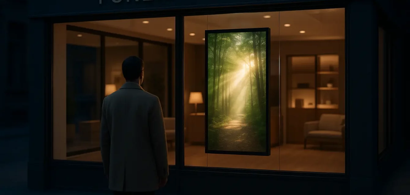 ecran-vitrine-funeraire-hommage-moderne